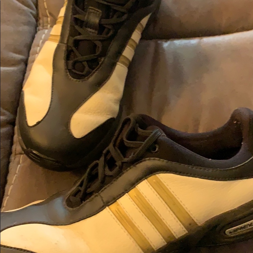 Adidas spiked golf shoes sz 7.5 /ivory/black/gold